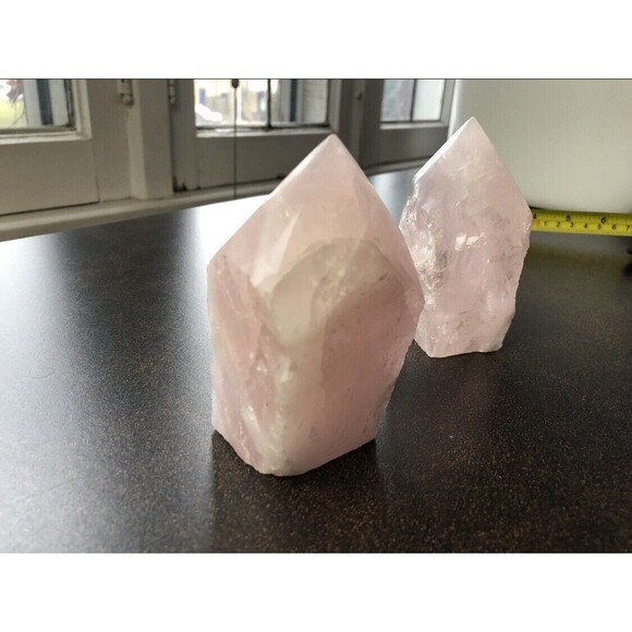 Pink Rose Quartz Tower Set Healing Love Stones Crystals Recharge Chakras 11 13oz - Picture 15 of 16